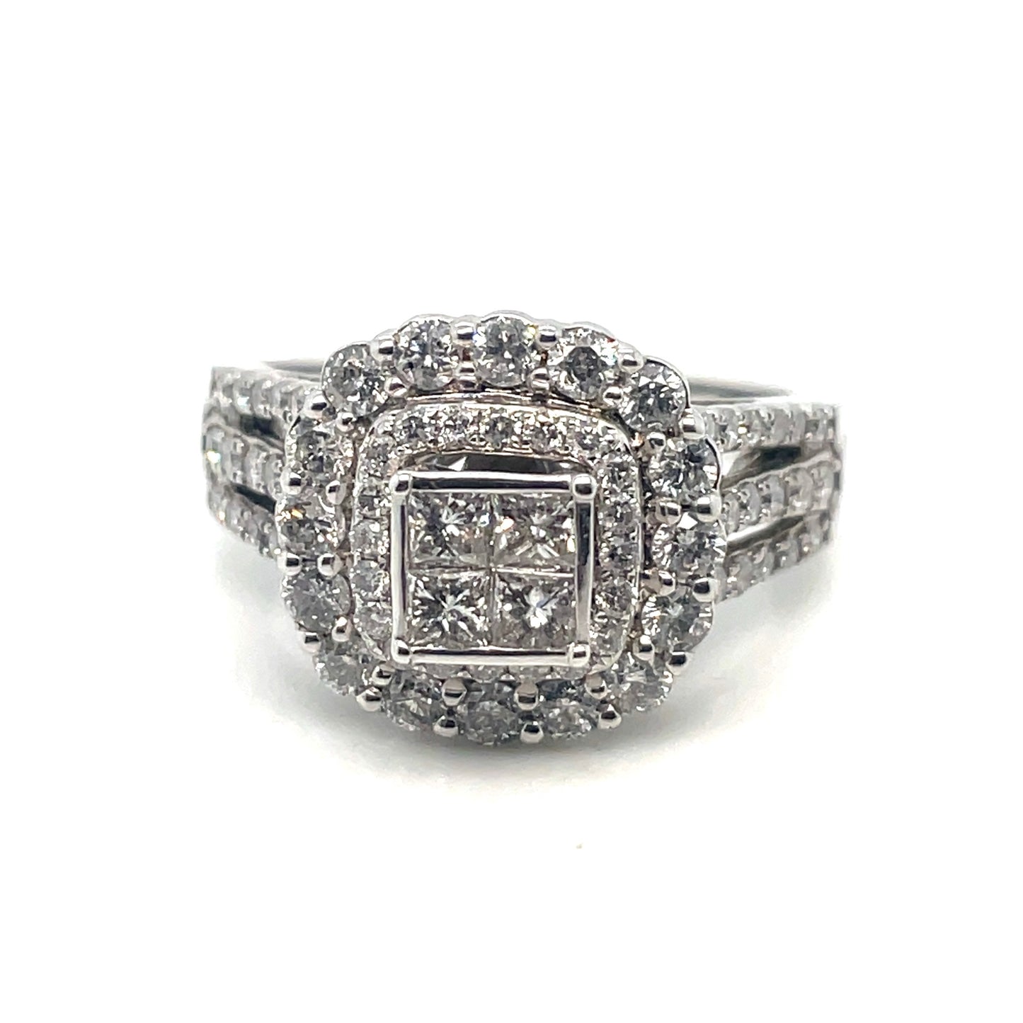 14k White Gold Engagement 2.3 CT TW Diamonds Ring