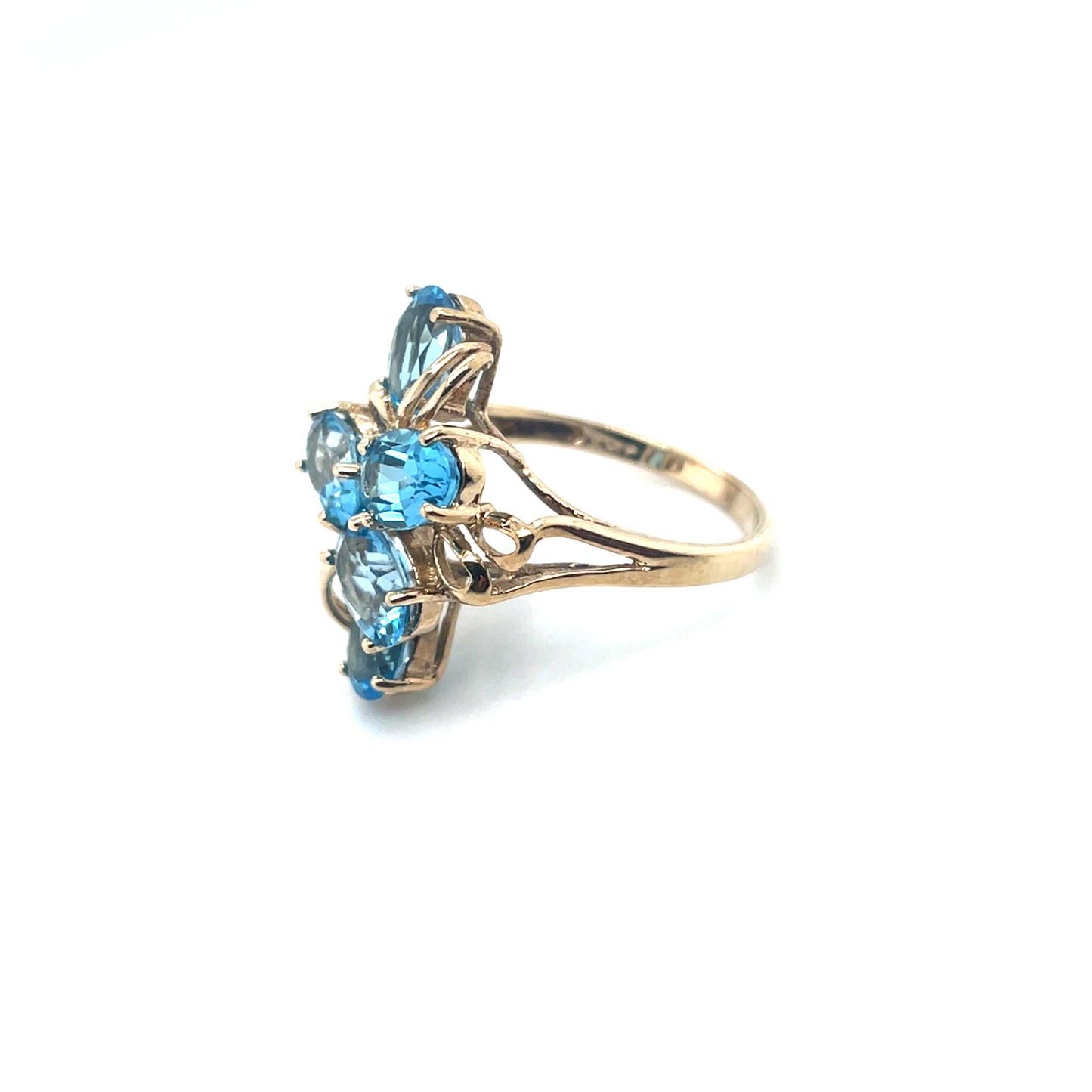 10k Yellow Gold Swiss Blue Topaz Ring