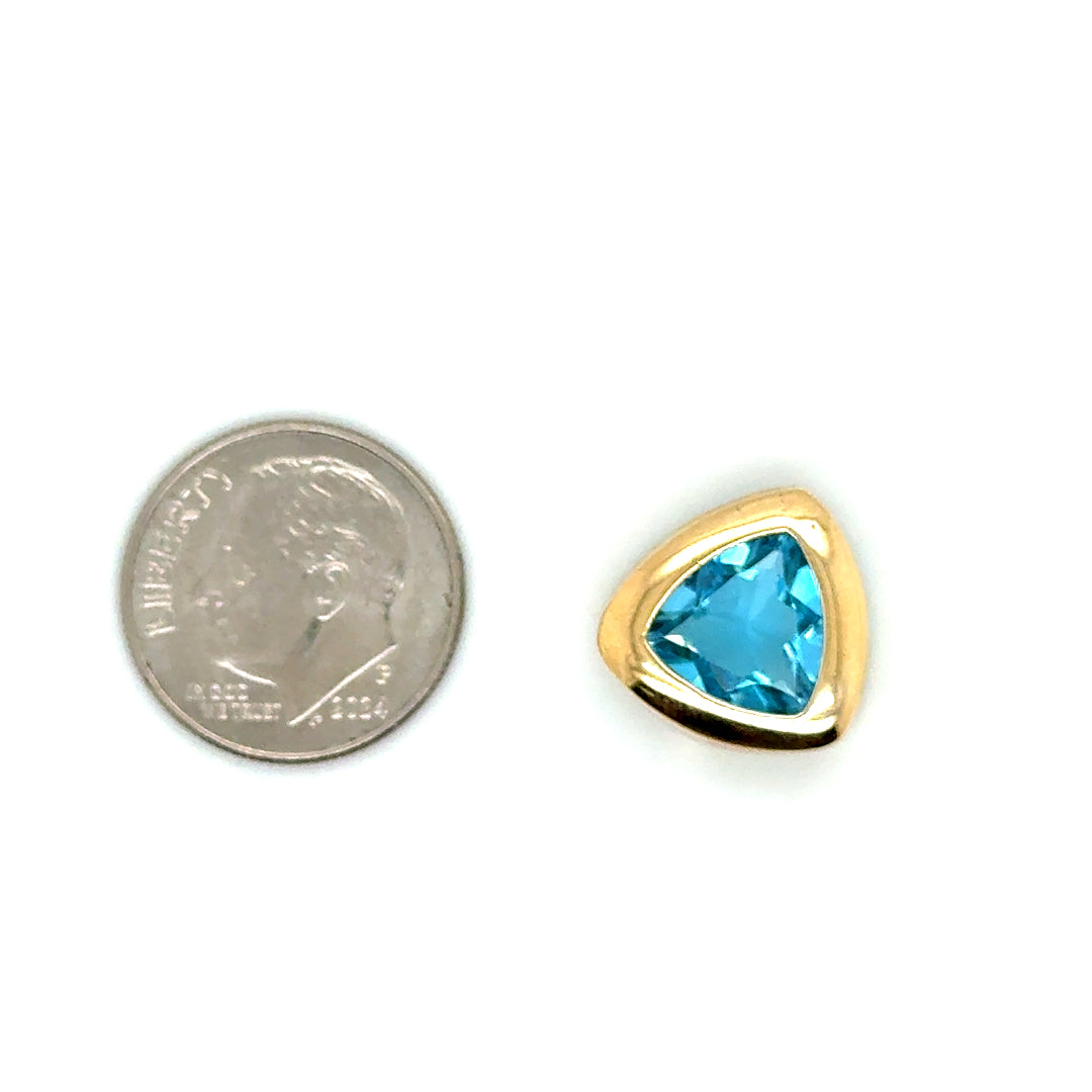 New 14k Yellow Gold Topaz Triangle Pendant