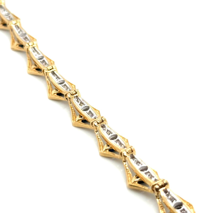 New 14k Yellow Gold Genuine Sapphire and 1.70 CT TW Diamonds Bracelet