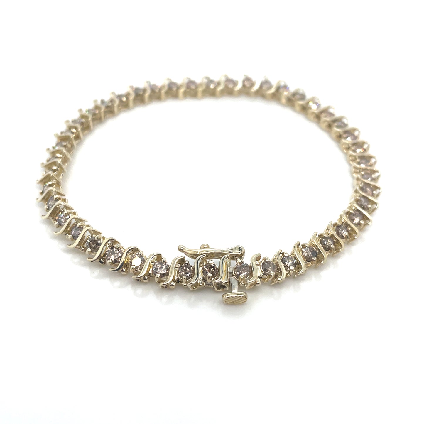 14k Yellow Gold 2.2 CT TW Shampagne Diamonds Bracelet