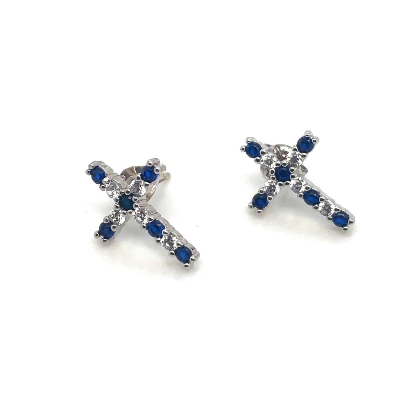 14k White Gold Sapphire and Diamonds Earrings