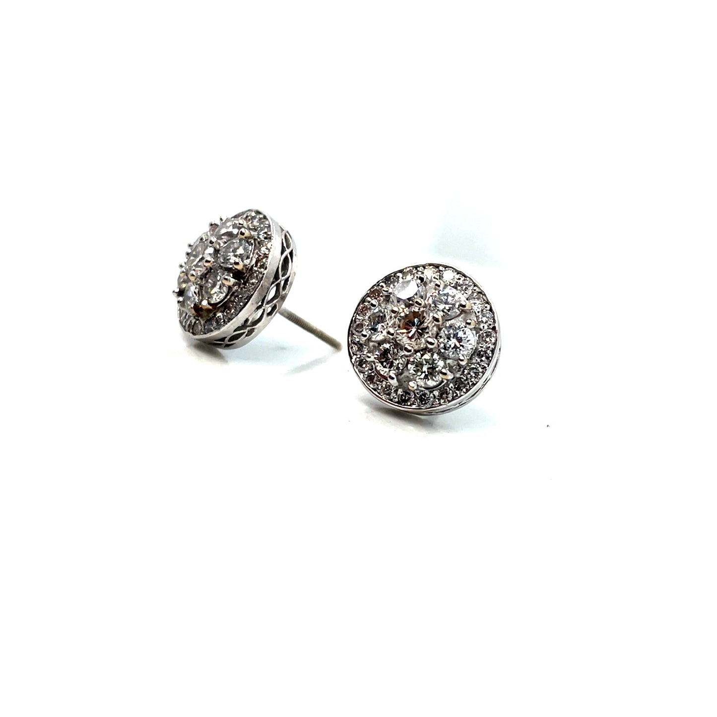 14k White Gold Circle 1.6 CT TW Diamonds Earrings