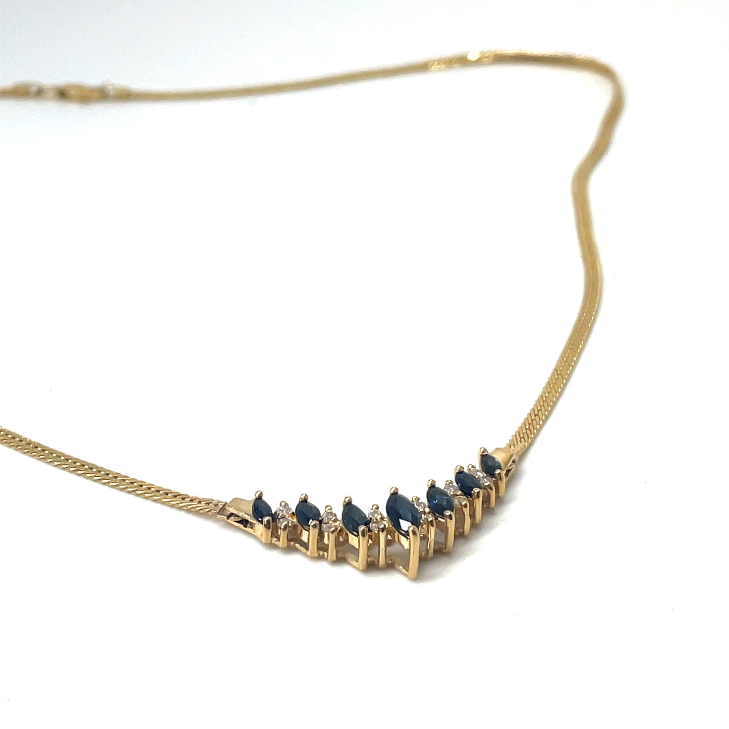 14k Yellow Gold Sapphire and 0.25 CT TW Diamond Necklace