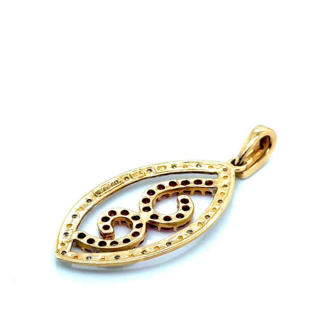 New 14k Yellow and White Gold Natural Ruby & Diamond Pendant