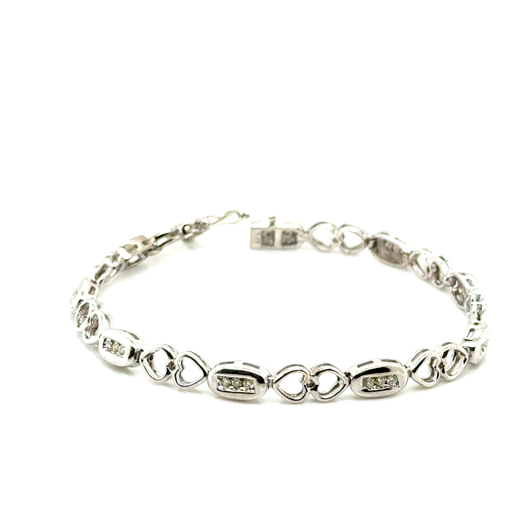 New 14k White Gold 1.40 CT TW Diamond 6.5”Bracelet