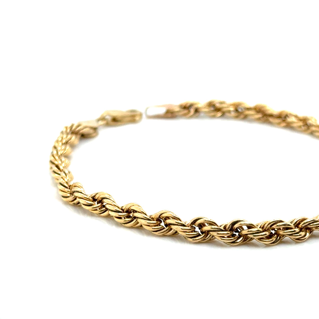 New 10k Yellow Gold Italy Men’s Rope Chain Bracelet