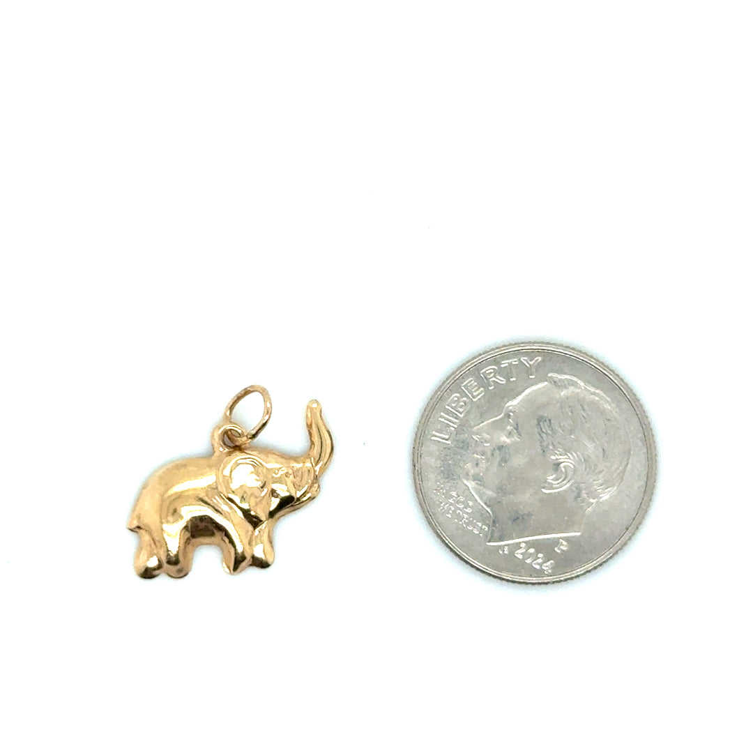 14k Yellow Gold Elephant Pendant