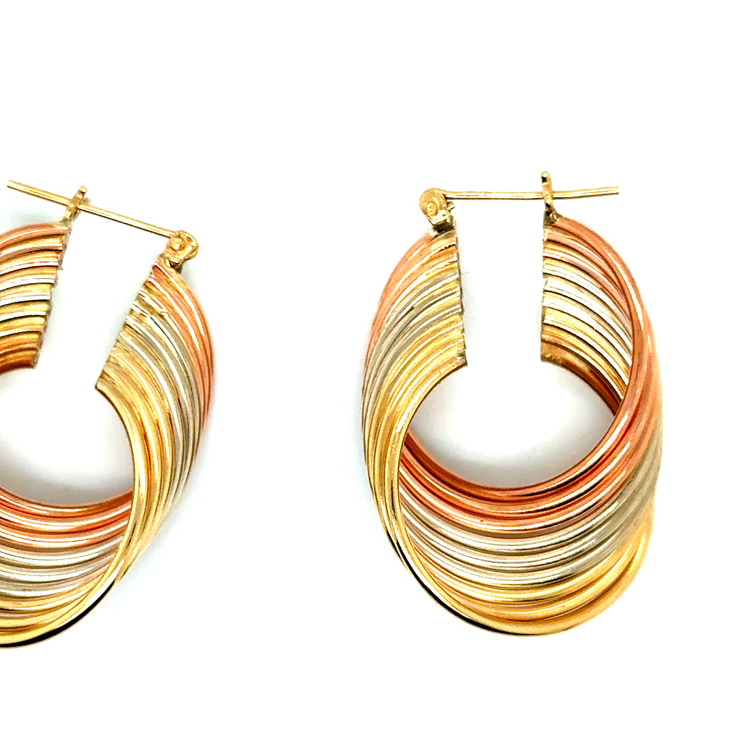 New 14k Yellow & White & Rose Gold Earrings