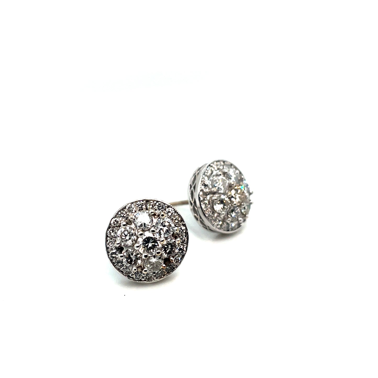 14k White Gold Circle 1.6 CT TW Diamonds Earrings
