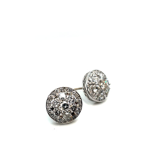 14k White Gold Circle 1.6 CT TW Diamonds Earrings