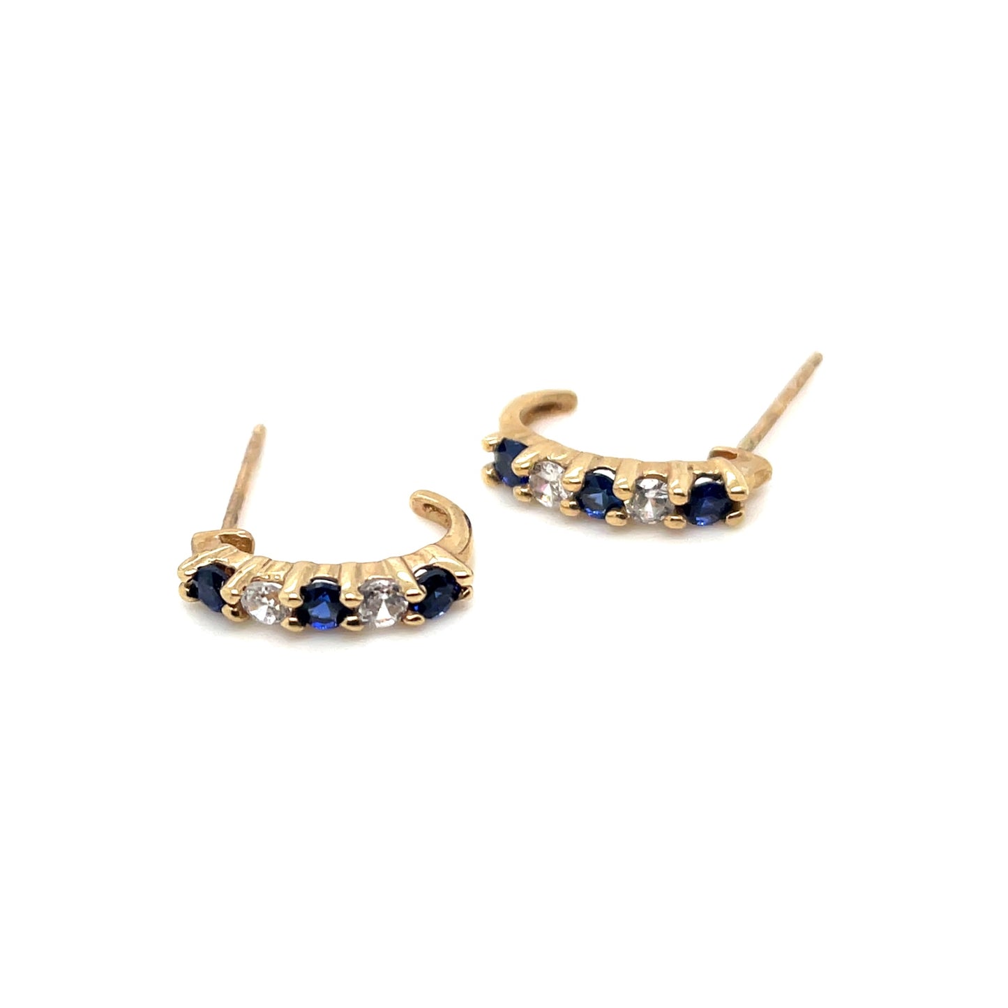 14k Yellow Gold Sapphire & Diamonds Earrings