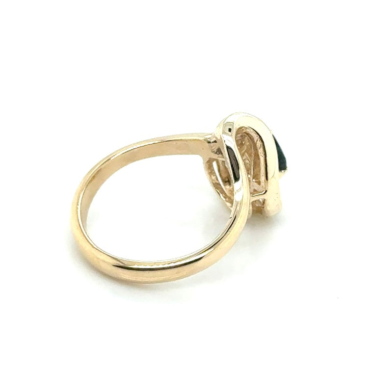 14k Yellow Gold Genuine Sapphire and 0.040 CT TW Diamond Ring