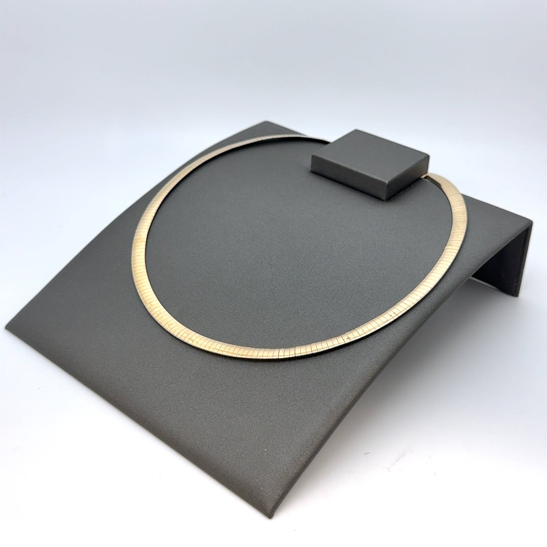 14k Yellow and White Gold Two Tone Omega Necklace