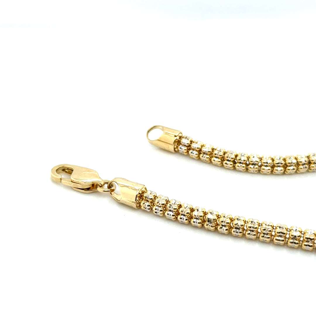 New 14k Yellow and White Gold Round Diamond Cut Style Men’s Bracelet