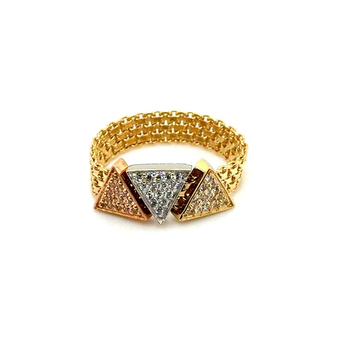 14k Rose & White & Yellow Gold CZ Ring