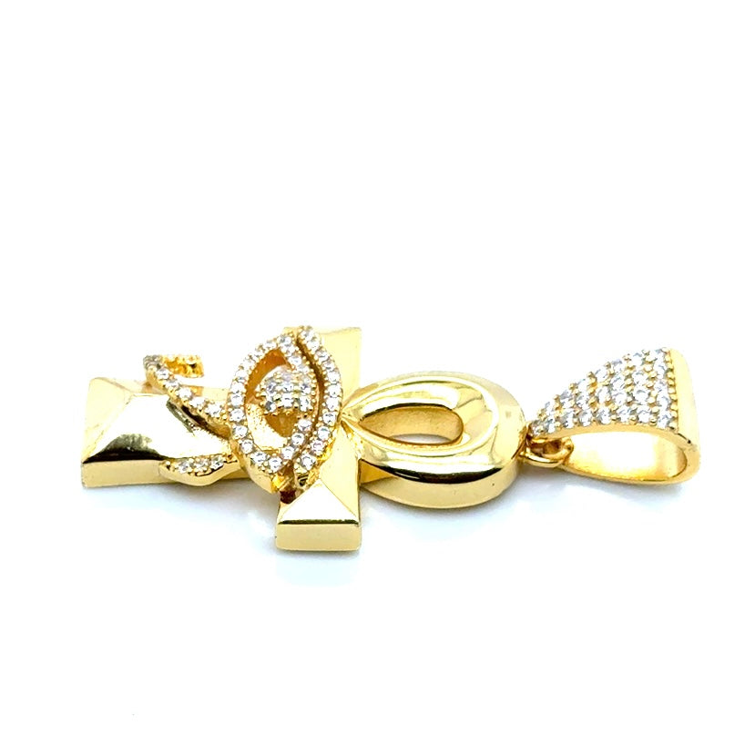 925 Gold Plated Eye of Horus CZ Pendant