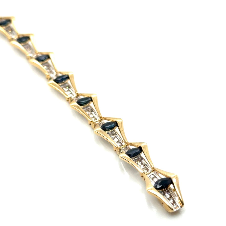 New 14k Yellow Gold Genuine Sapphire and 1.70 CT TW Diamonds Bracelet