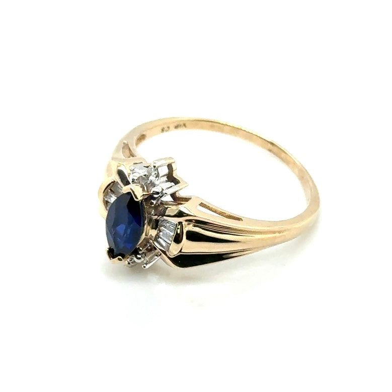10k Yellow Gold Lab Grown Sapphire and Diamond Women’s Ring