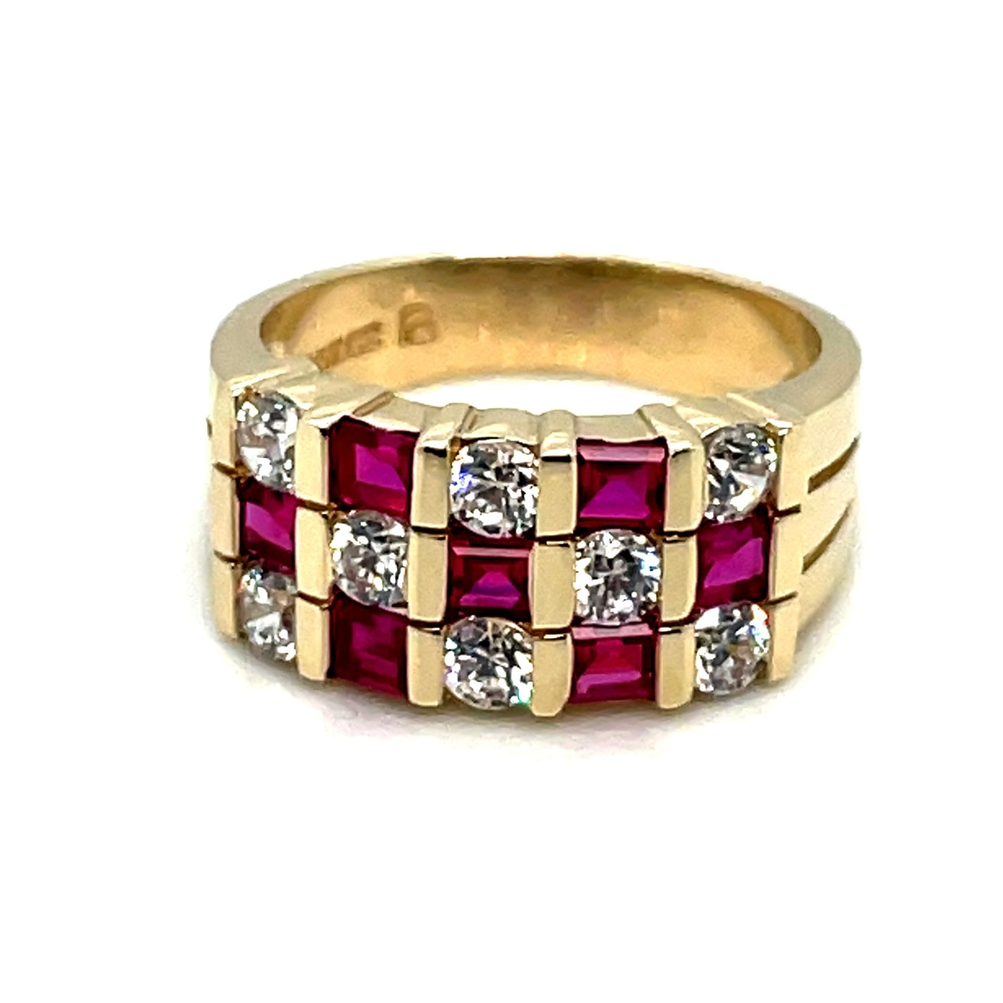 14k Yellow Gold Ruby and Cubic Zirconia Ring