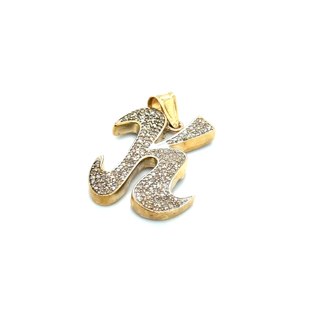 14k Yellow Gold 1.40 CT TW Diamond Letter “K” Pendant