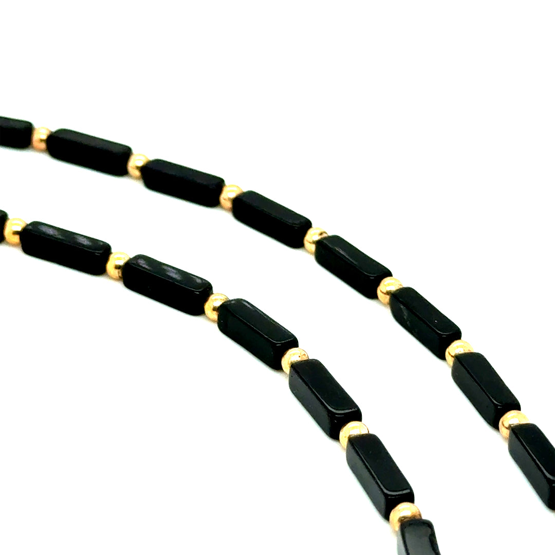 14k Yellow Gold Black Onyx Necklace