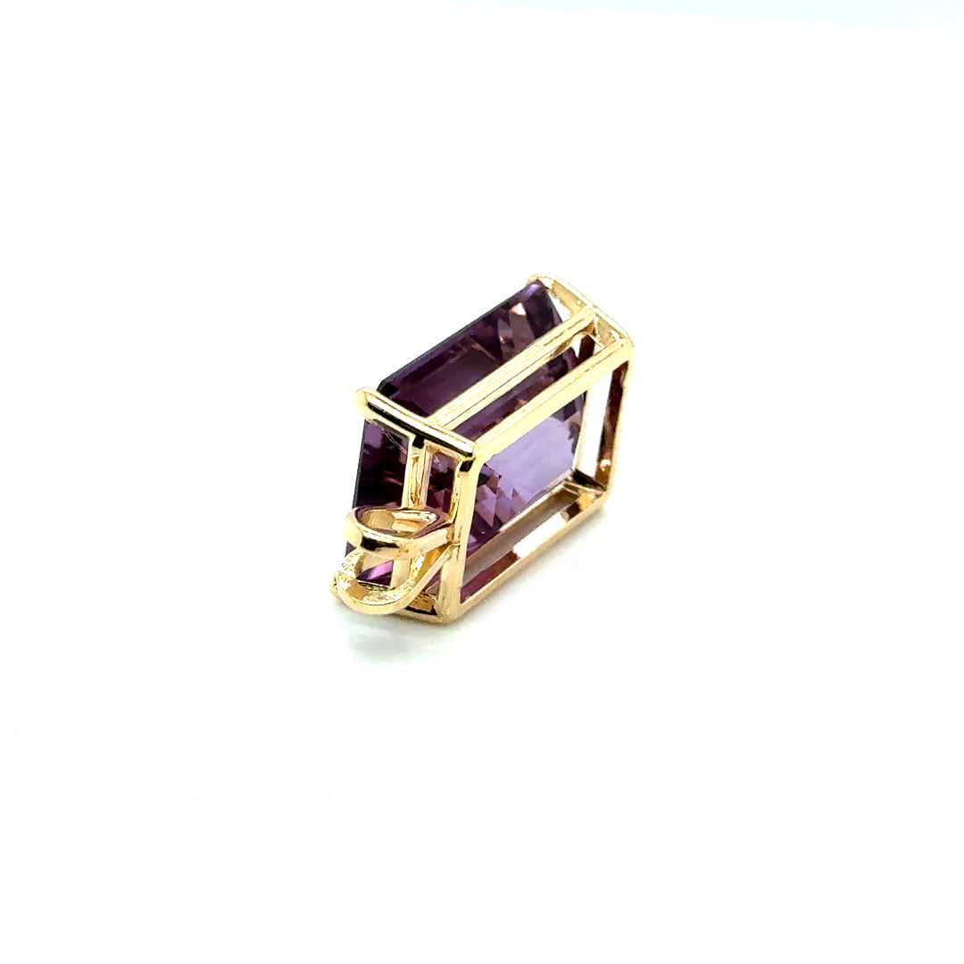 New 14k Yellow Gold Genuine Amethyst Pendant