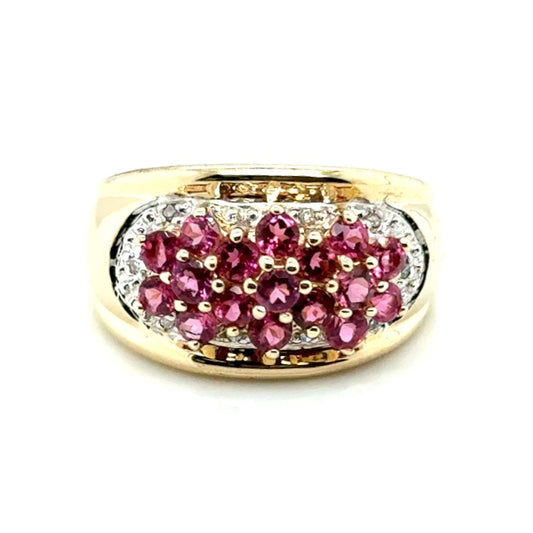14k Yellow Gold Pink Tourmaline and Diamond Ring