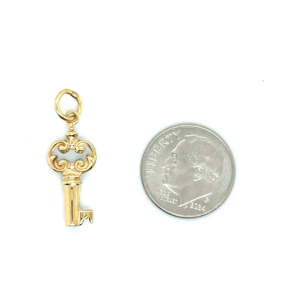 14k Yellow and White Gold Key Pendant