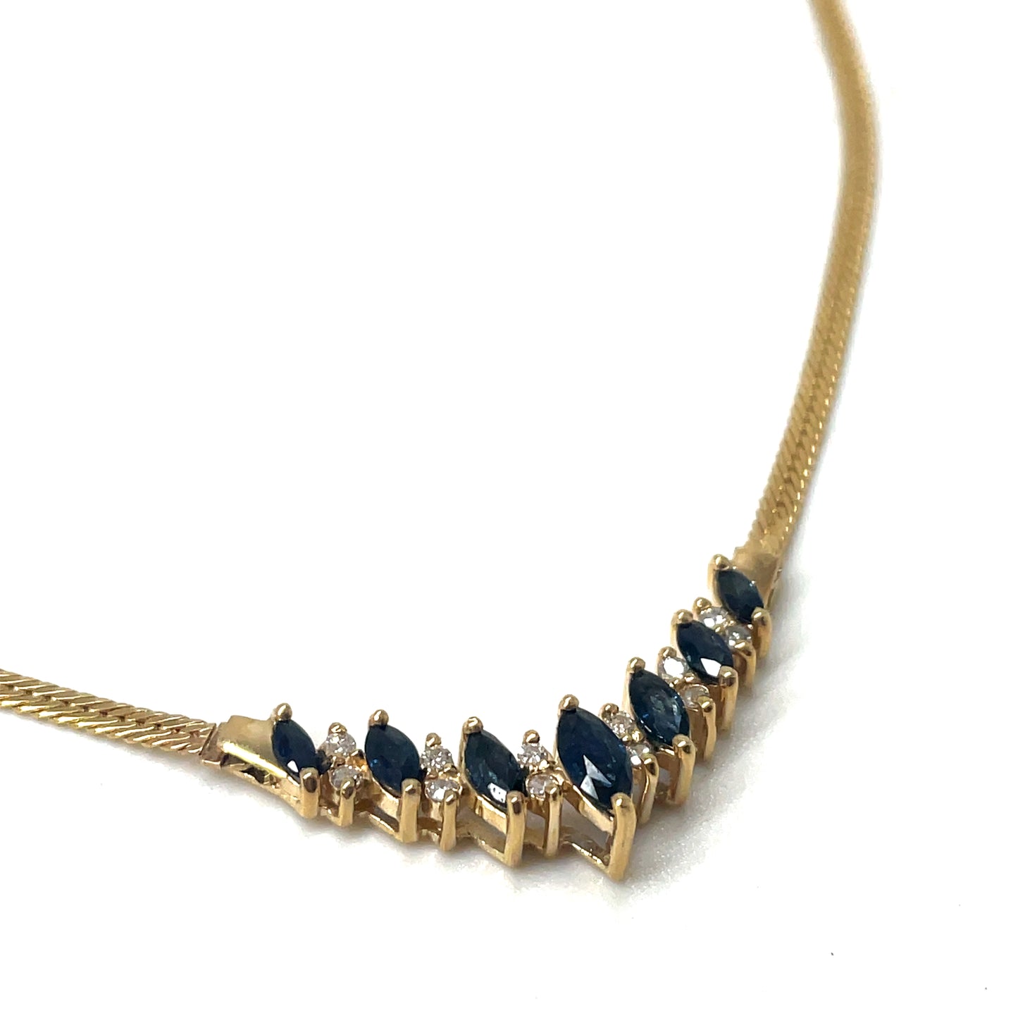 14k Yellow Gold Sapphire and 0.25 CT TW Diamond Necklace