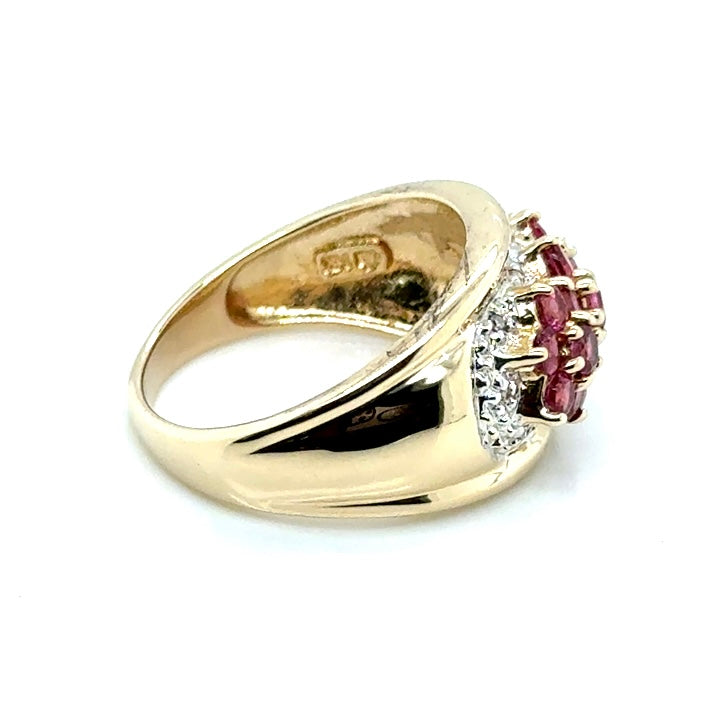 14k Yellow Gold Pink Tourmaline and Diamond Ring