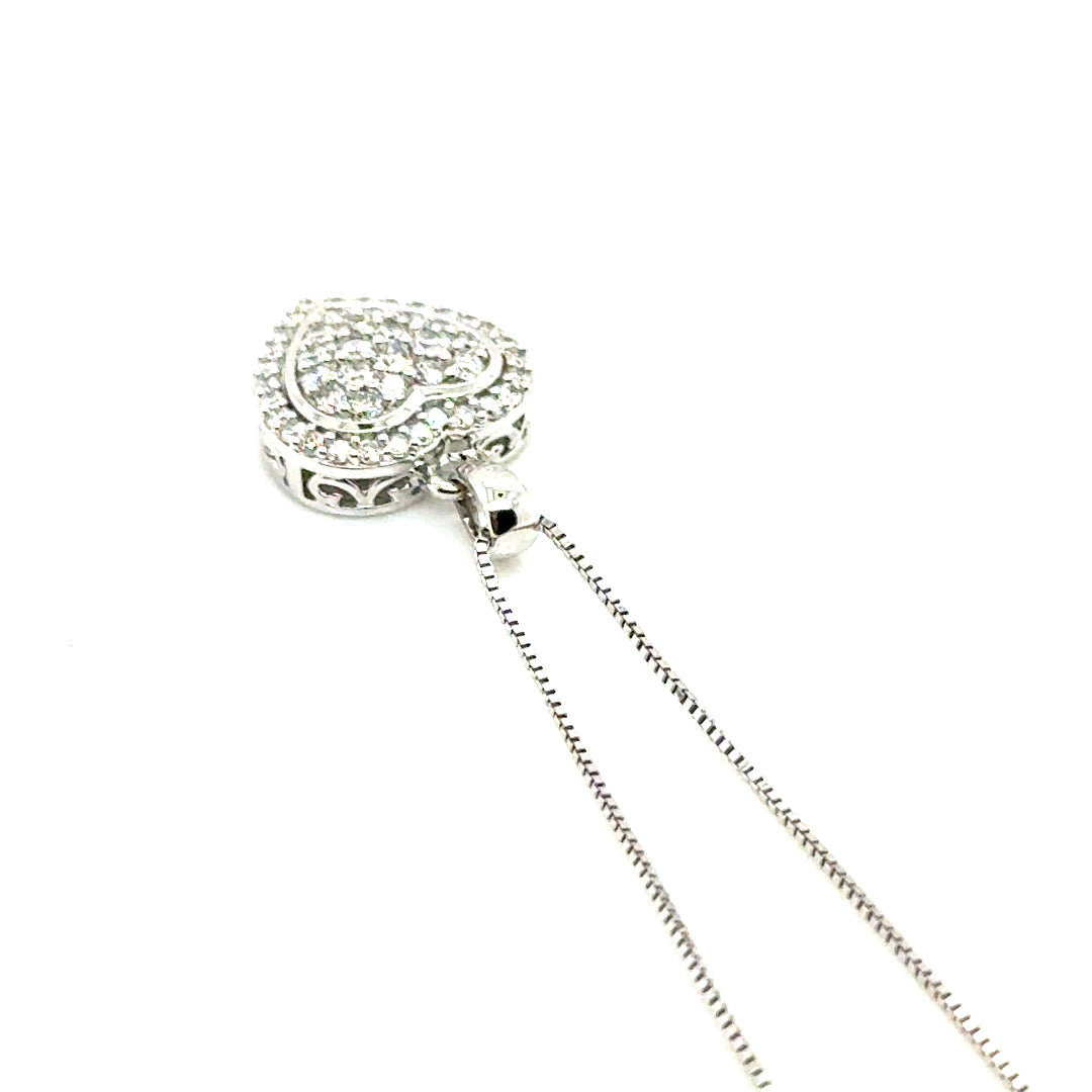 14k White Gold 0.60 CT TW Diamond Heart Pendant