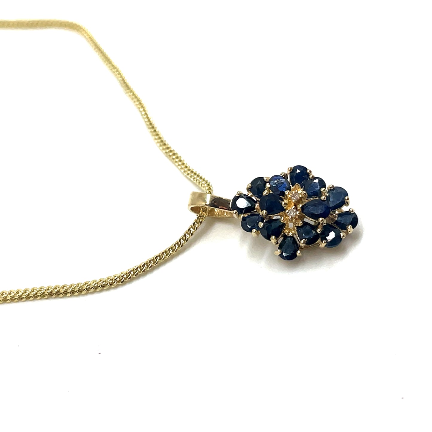 14k Yellow Gold Sapphire and Diamonds Pendant