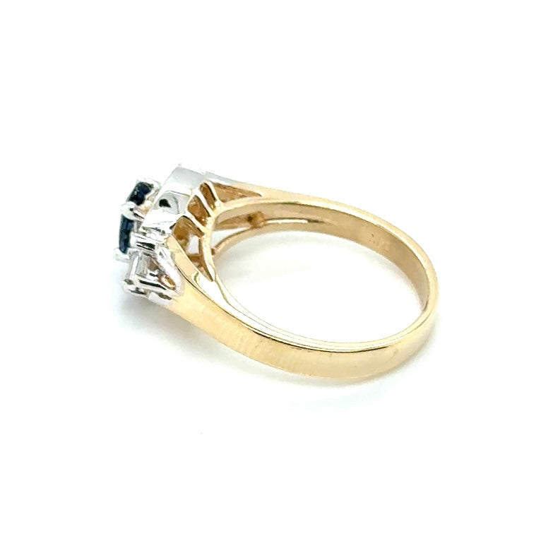 14k Yellow Gold Sapphire and 0.35 CT TW Diamond Ring