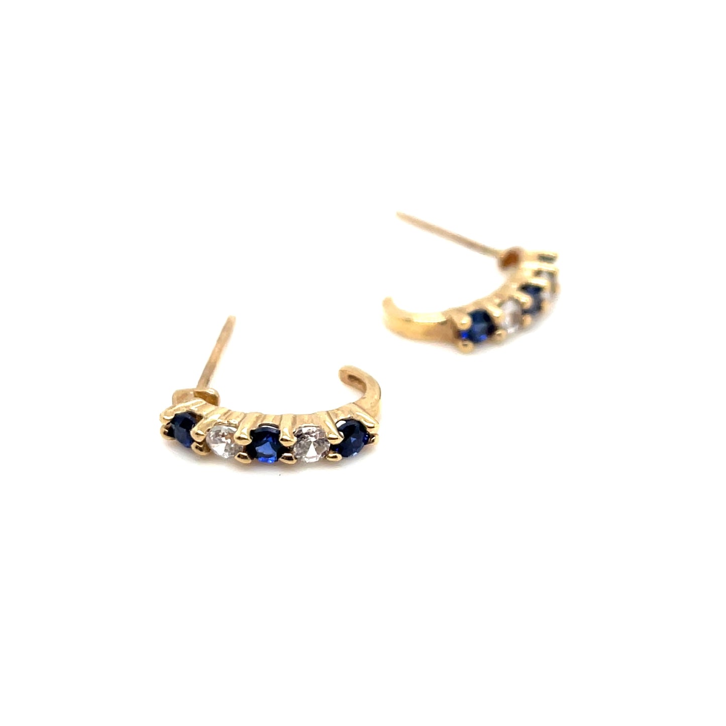 14k Yellow Gold Sapphire & Diamonds Earrings
