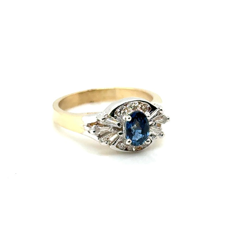 14k Yellow Gold Sapphire and 0.35 CT TW Diamond Ring