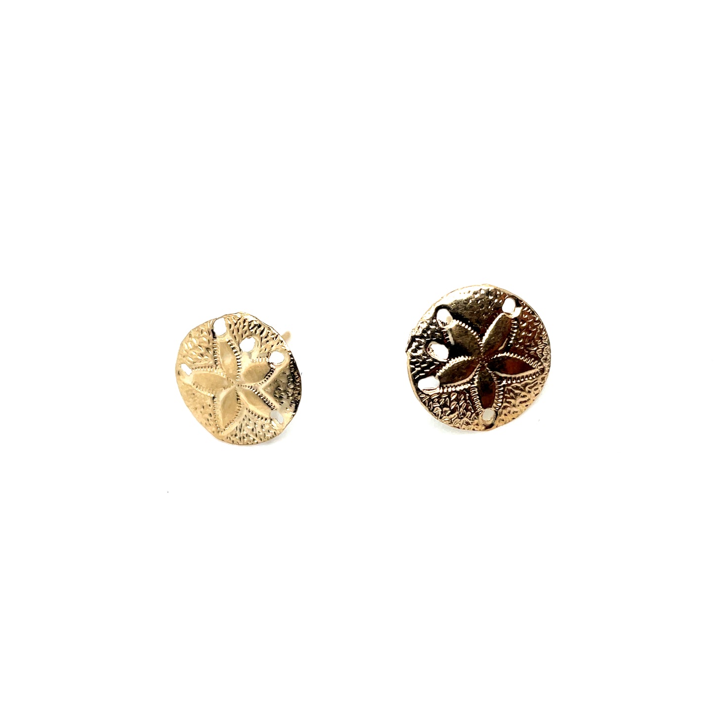 14k Yellow Gold Sand Dollar Disc Earrings