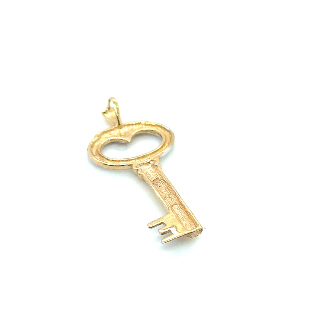 14k Yellow and White Gold Key Pendant