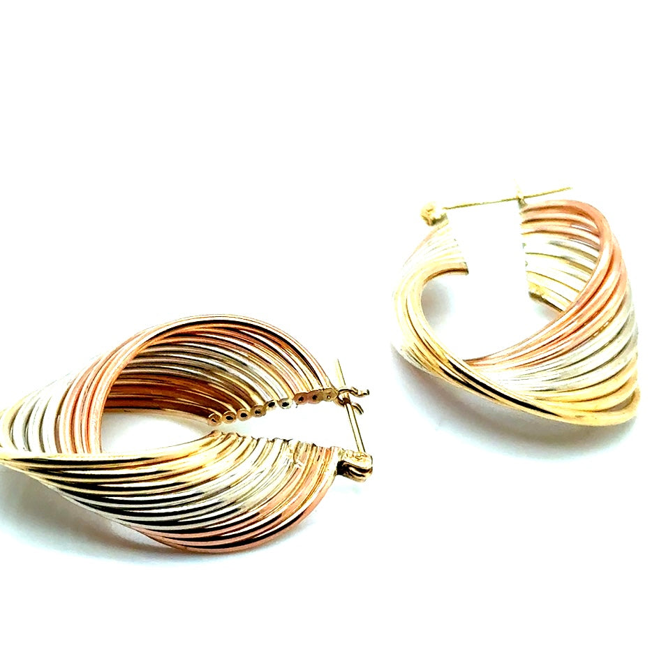 New 14k Yellow & White & Rose Gold Earrings