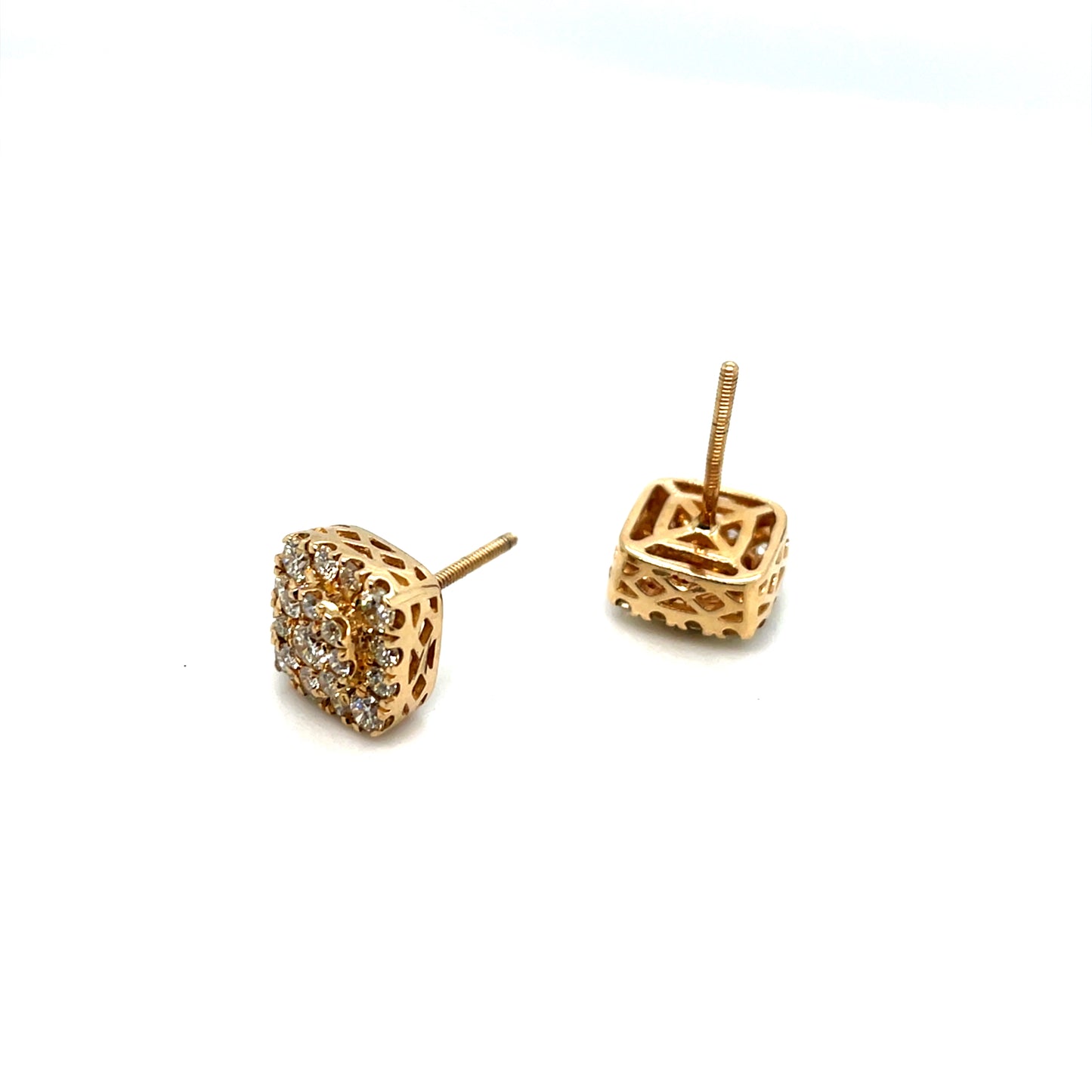 14k Yellow Gold 1.15 CT TW Diamonds Square Earrings