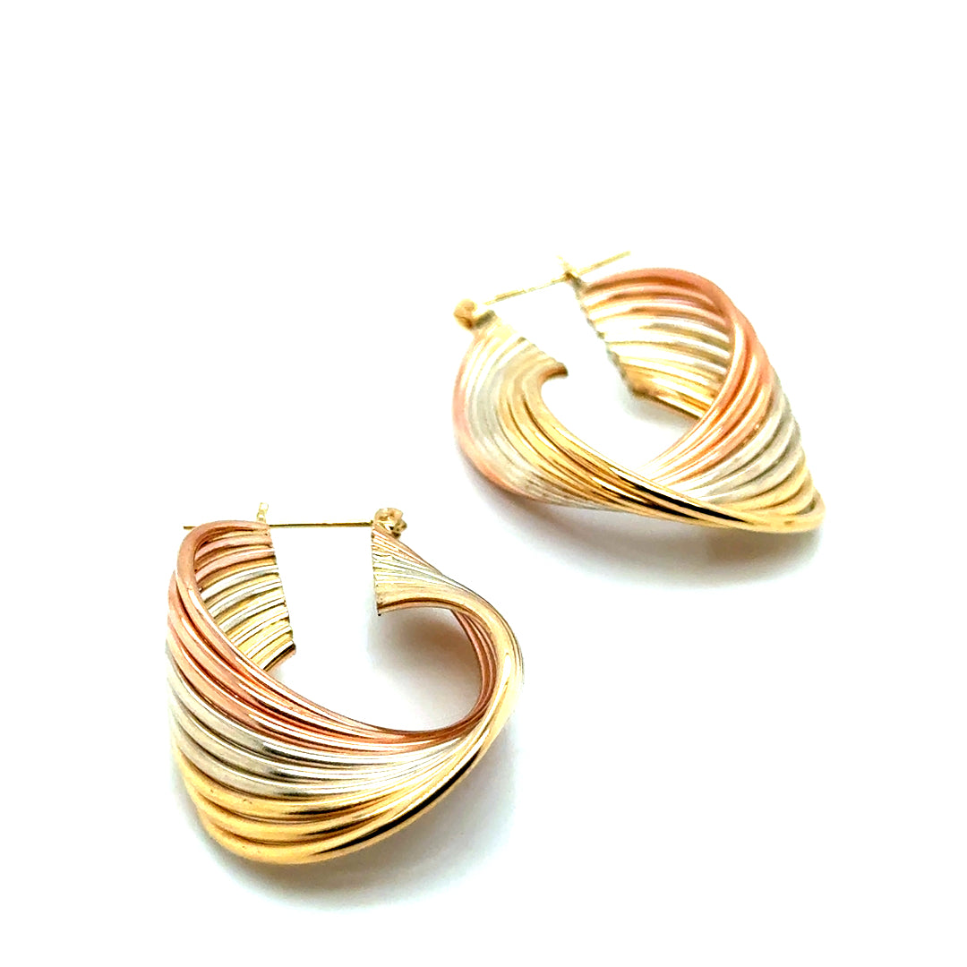New 14k Yellow & White & Rose Gold Earrings
