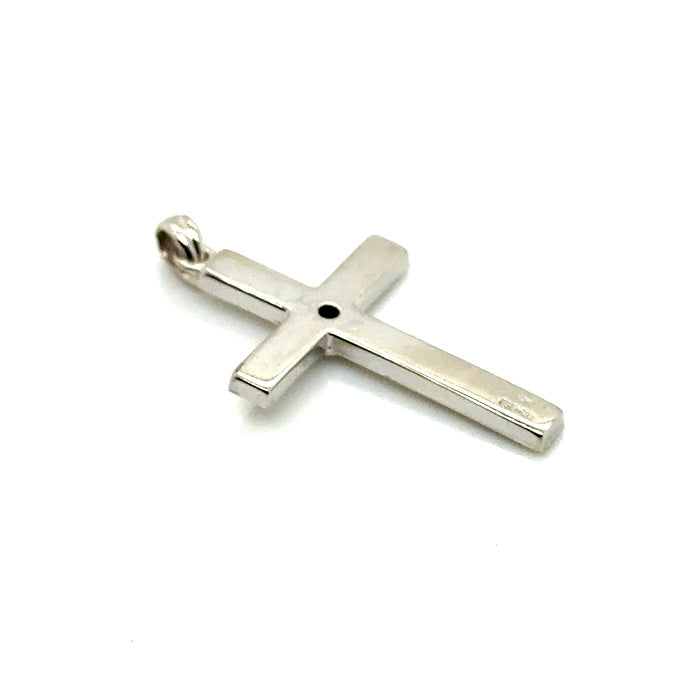 14k White Gold Diamond Cross Pendant