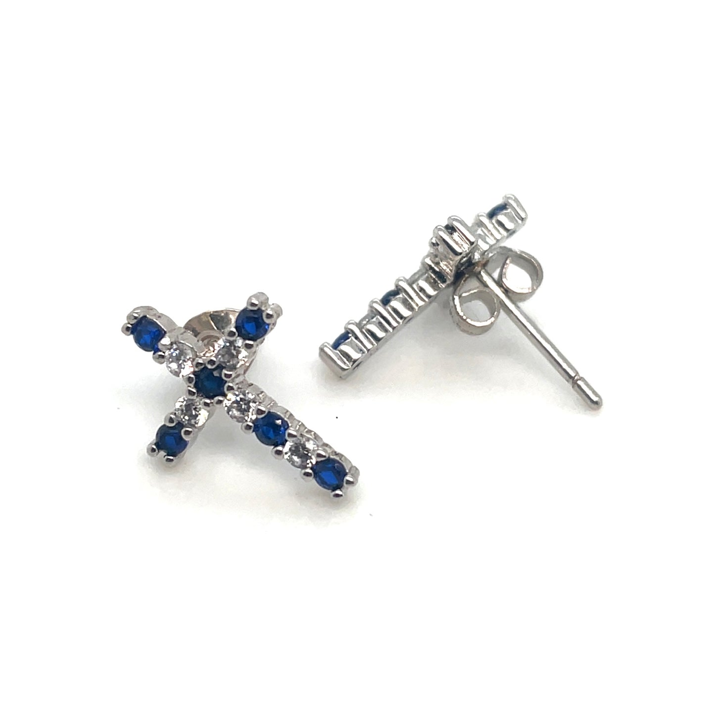 14k White Gold Sapphire and Diamonds Earrings