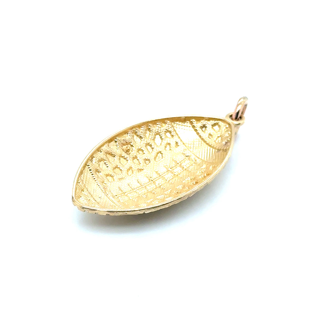New 14k Yellow Gold Rugby Ball Pendant