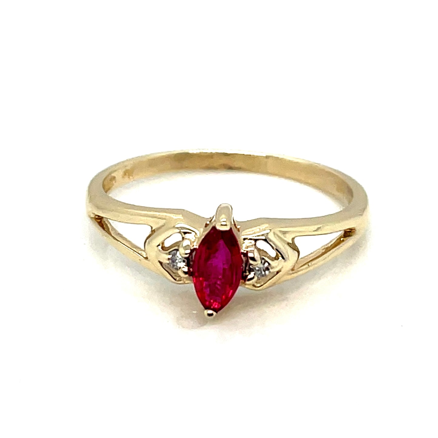14k Yellow Gold Ruby Diamond Ring
