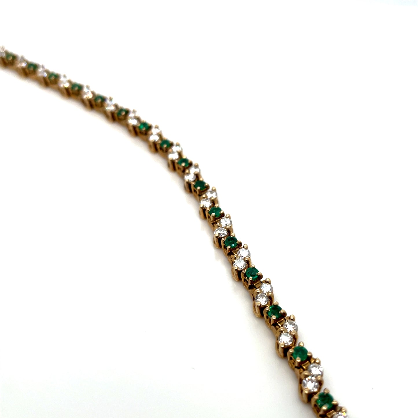 14k Yellow Gold Emerald and 2.4 CT TW Diamonds Bracelet