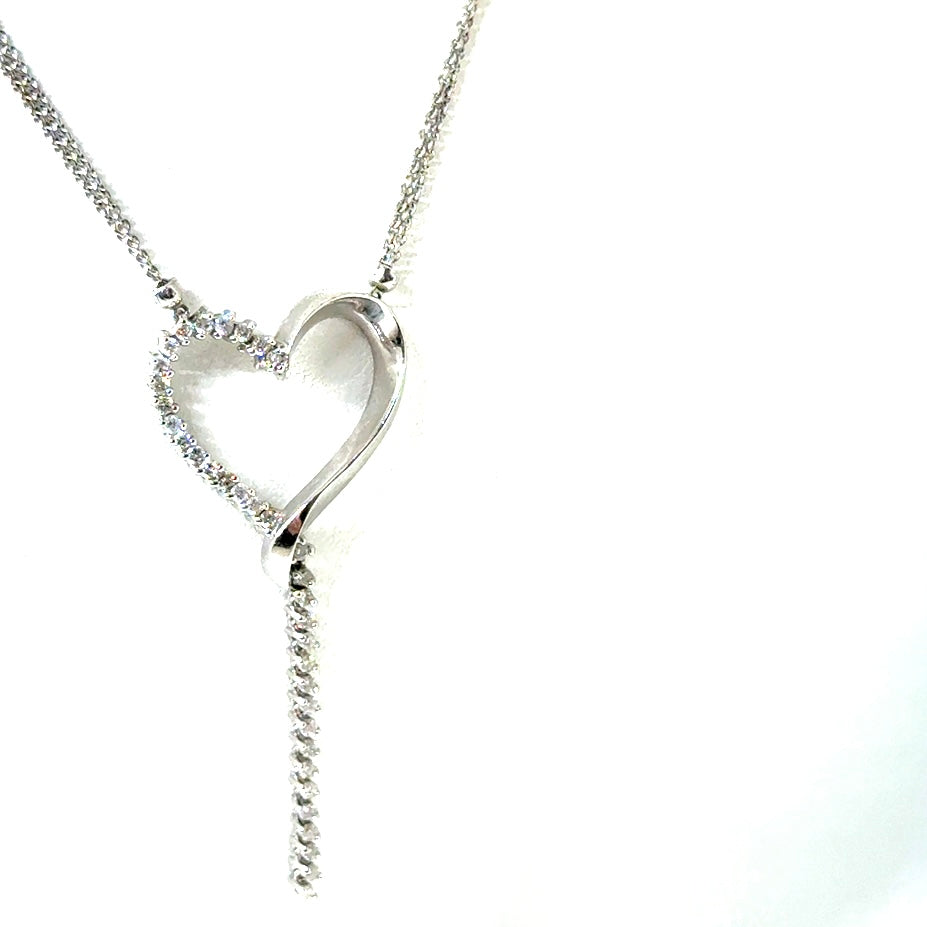 New 14k White Gold 0.90 CT TW Diamond Necklace