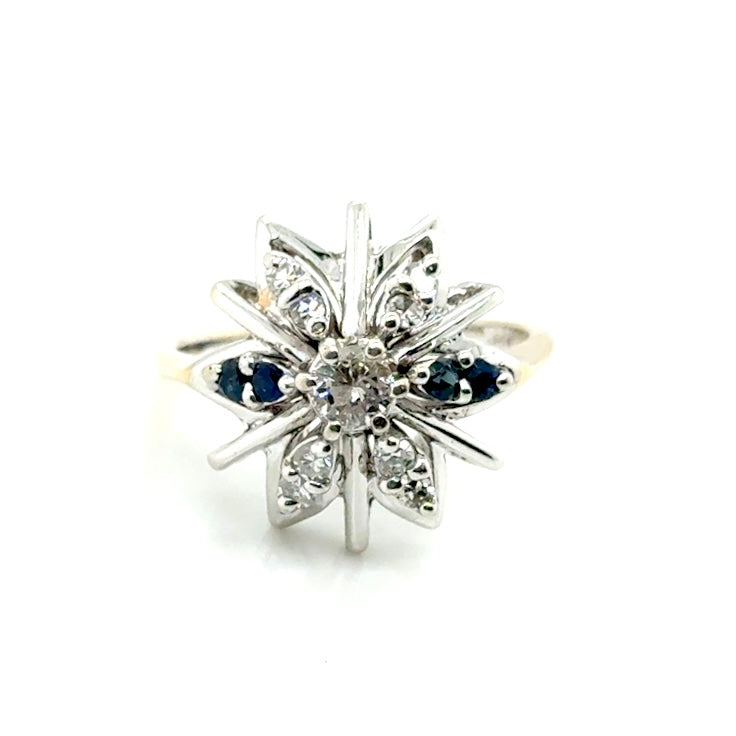 14k White Gold Sapphire and 0.45 CT TW Diamond Ring
