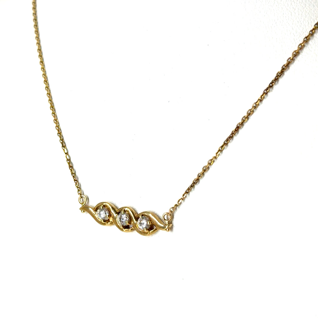 14k Yellow Gold CZ Necklace