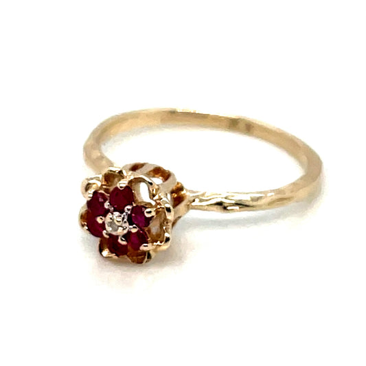 10k Yellow Gold Ruby Diamond Ring